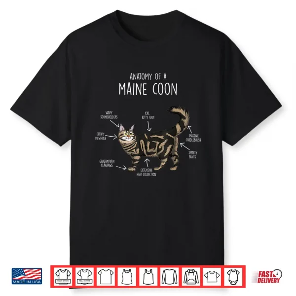 Anatomy Of A Maine Coon Cat Funny Cute Shirt