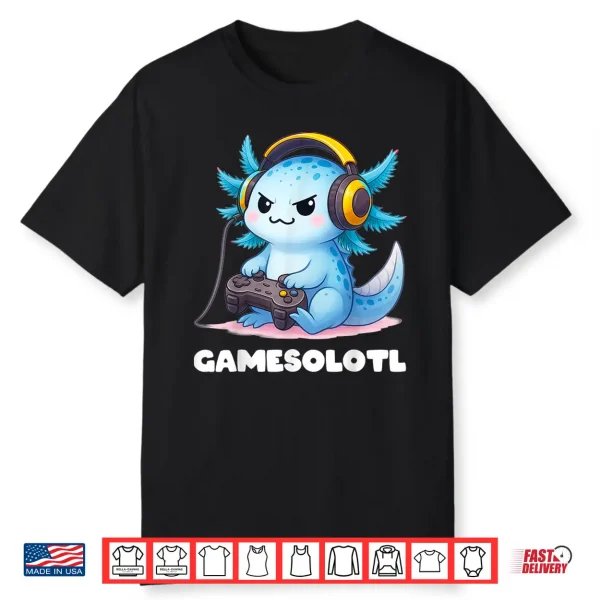 Anime Gamesolotl Axolotl Boys 10 12 Kid Gamer Gaming Clothes Shirt
