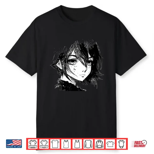 Anime Girl Anime Eyes Ink Art Sketch Drawing For Girls Teens Shirt
