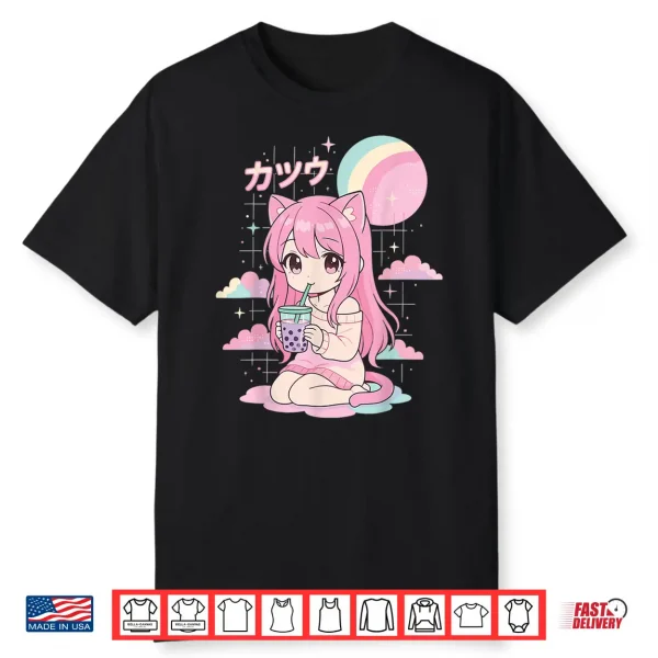 Anime Girl Boba Bubble Tea Kawaii Shirt