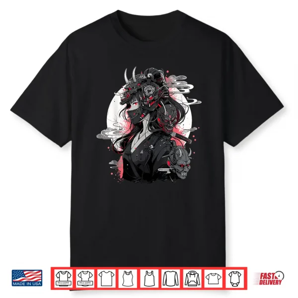Anime Girl Gothic Waifu Japanese Kawaii Otaku Oni Mask Shirt