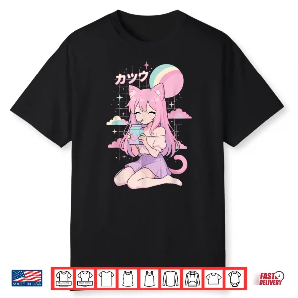 Anime Girl Strawberry Milk Kawaii Aesthetic Manga Shirt