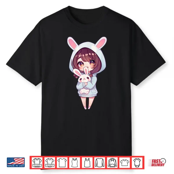 Anime Girl With Bunny Kawaii Easter Japanese Otaku Girl Shirt