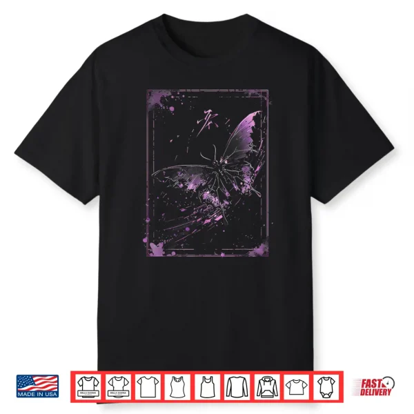 Anime Japanese Goth Cyberpunk City Butterfly Purple Nature Shirt