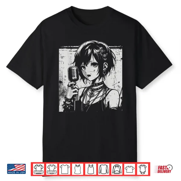 Anime Punk Girl Singing Japanese Manga Goth Women Men Kids Shirt