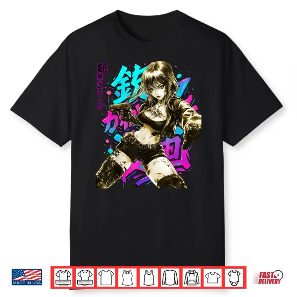 Anime Waifu Sketch Line Art Manga Graffiti Graphic Shirt
