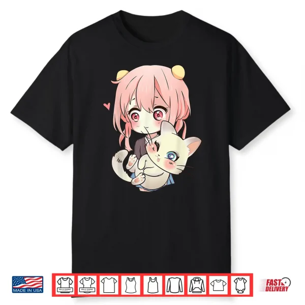 Anime And Cats Lover For Teen Manga Kawaii Graphic Otaku Shirt