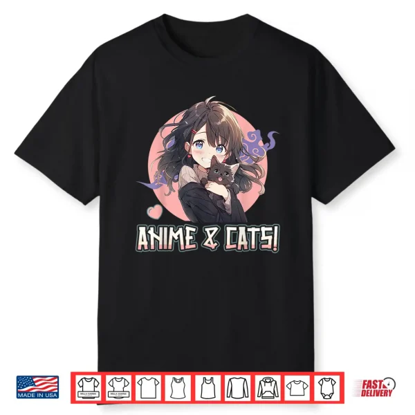 Anime And Cats Manga Girl With A Cat Anime Lover Shirt