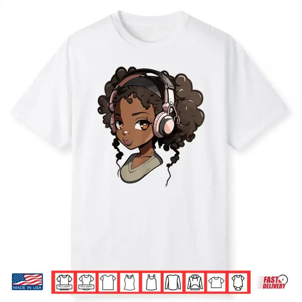 Anime And Music Black Girl Anime Merch Afro African American Shirt