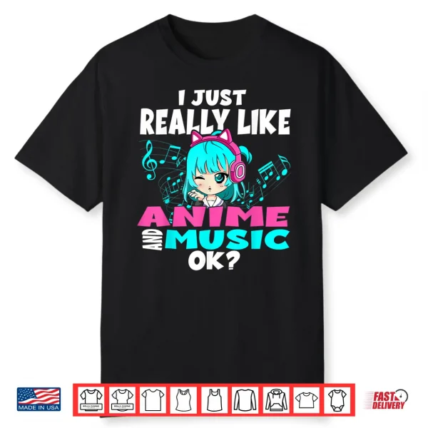 Anime And Music Kawaii Chibi Graphic Teen Anime Girl Shirt
