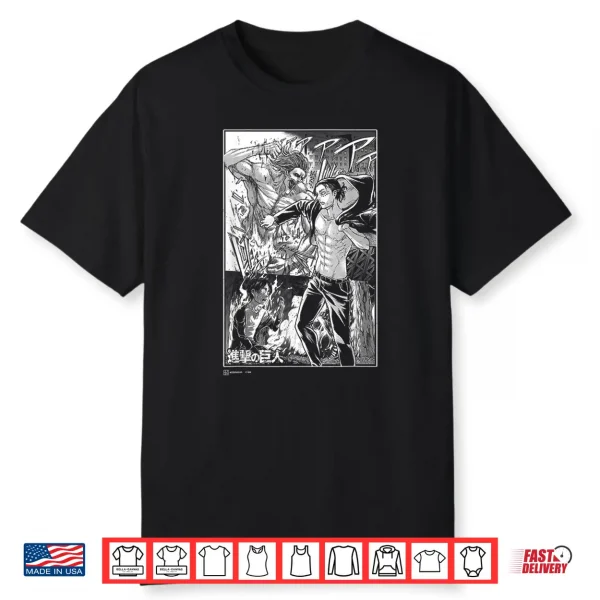 Attack On Titan Eren Yeager Titan Transformation Manga Style Shirt