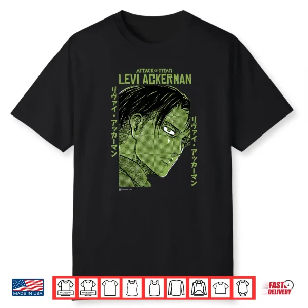 Attack On Titan Levi Ackerman Japanese Manga Face Portrait Shirt