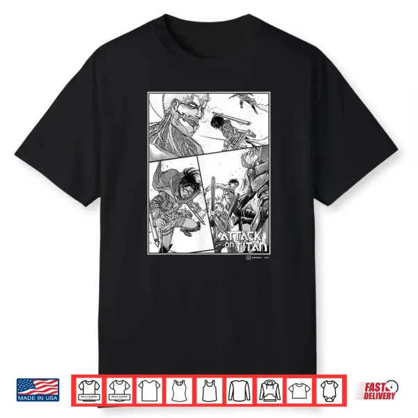 Attack On Titan Survey Corps Vs Armored Titan Manga Panels Shirt