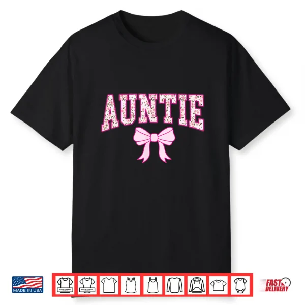 Auntie Coquette Bow Retro Pink Aesthetic Mother’S Day Aunt Shirt