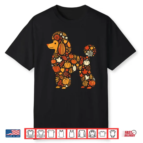 Autumn Pumpkin Fall Poodle Thanksgiving Dog Womens Mens Kids Shirt