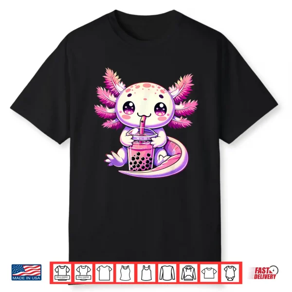 Axolotl Bubble Boba Tea Anime Cute Kawaii Axolotl Shirt