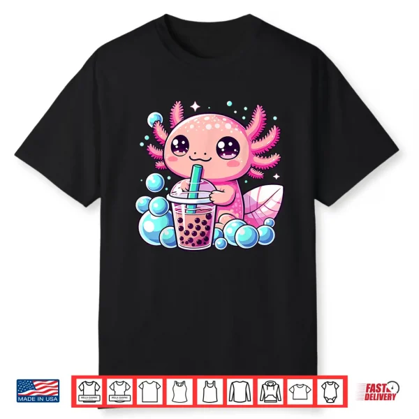Axolotl Bubble Tea Boba Anime Kawaii Axolotl Shirt
