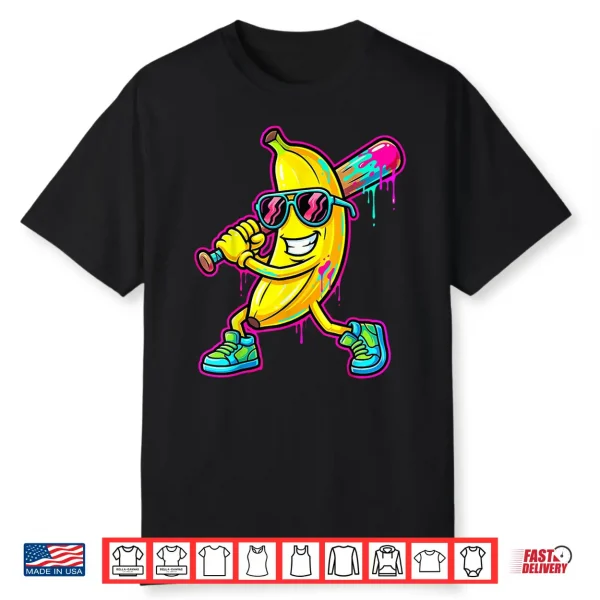 Banana Funny Ice Cream Drip Kids Youth Boys Girls Shirt
