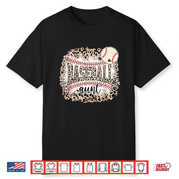 Baseball Aunt Leopard Softball Auntie Funny Mother’S Day Shirt