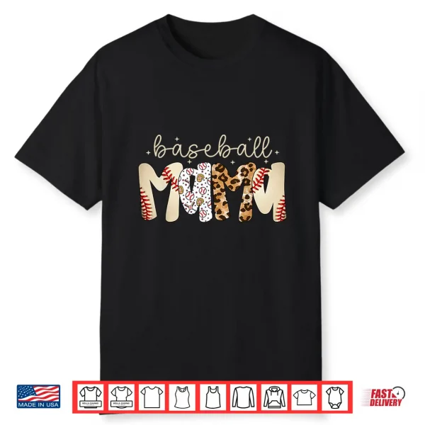 Baseball Mama Leopard Baseball Mom Mother’S Day Shirt