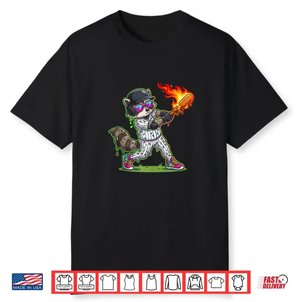 Baseball Raccoon Donut Sprinkle Funny Trash Panda Shirt