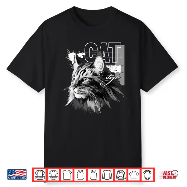 Beautiful Maine Coon Cat Professional Minimalist Modern Graphic Shirt