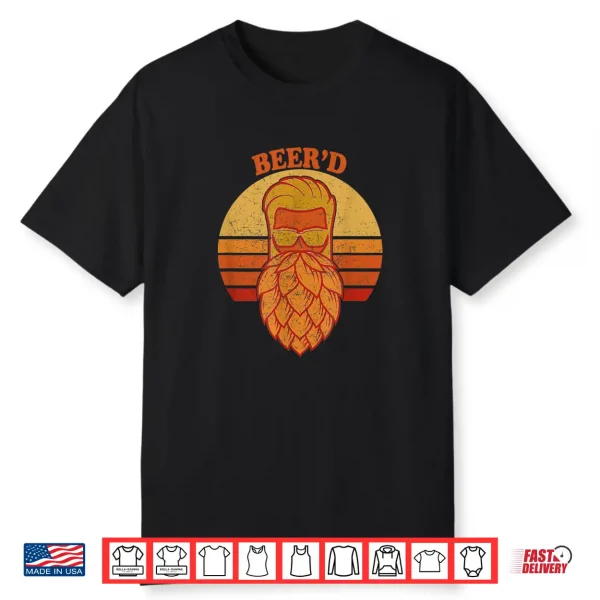 Beer D Hops Beard Beer Garden Retro Sunset Shirt