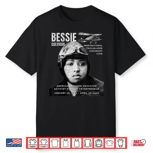 Bessie Coleman Black Aviator Women History Month Juneteenth Shirt