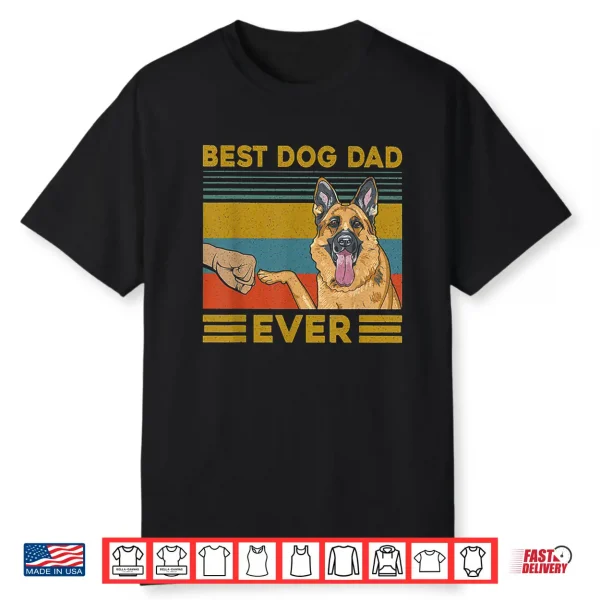 Best Dog Dad Ever German Shepherd Retro Vintage Shirt