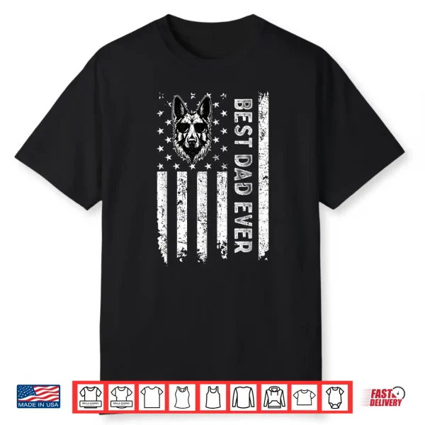 Best German Shepherd Dog Dad Ever Fathers Day Usa Flag Shirt