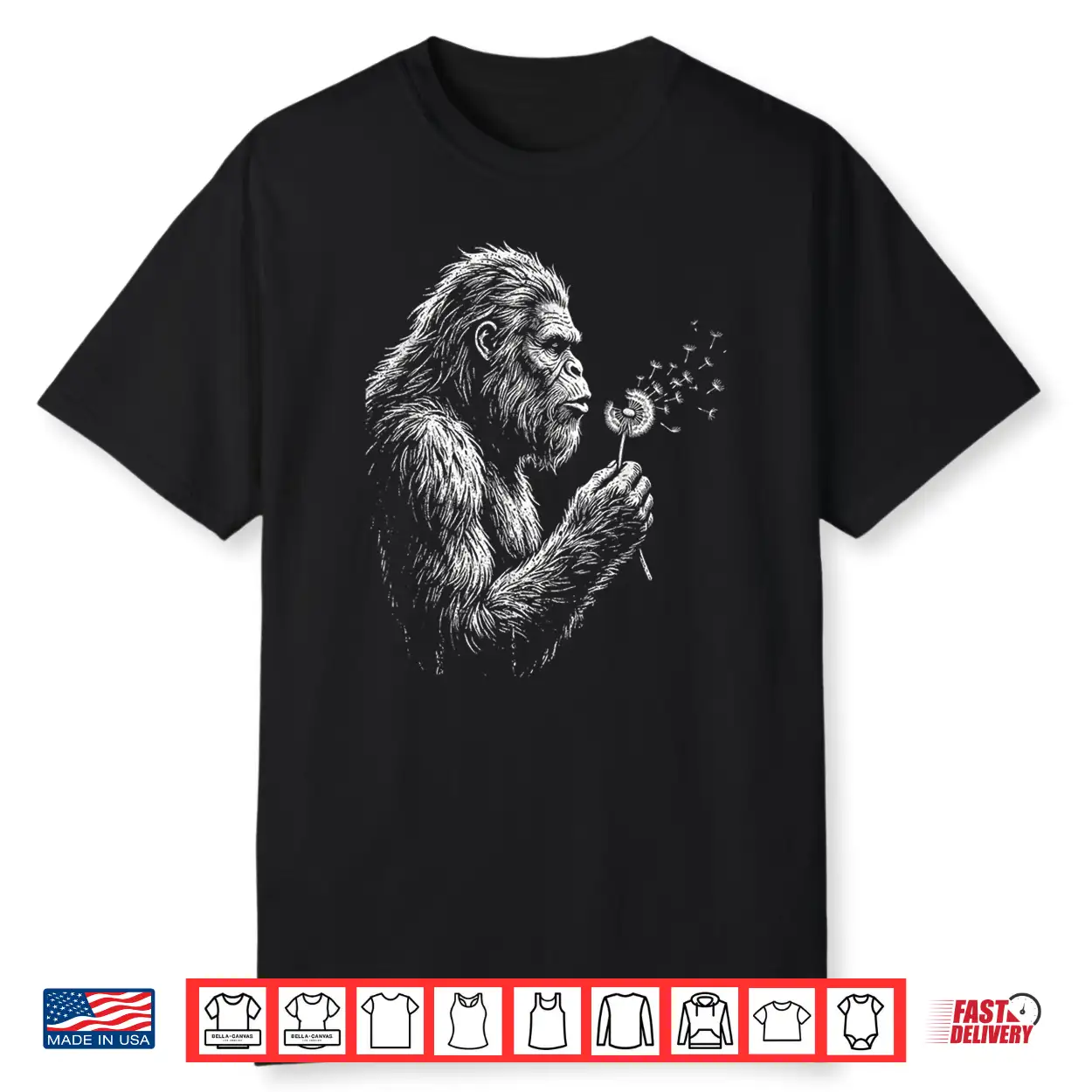 Bigfoot Blowing Wishes Dandelion Vintage Sasquatch Art Shirt Bigfoot Blowing Wishes Dandelion Vintage Sasquatch Art Shirt
