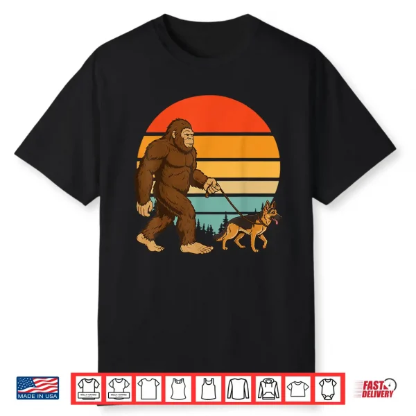 Bigfoot German Shepherd Retro Professional Minimalist Modern Graphic Shirt
