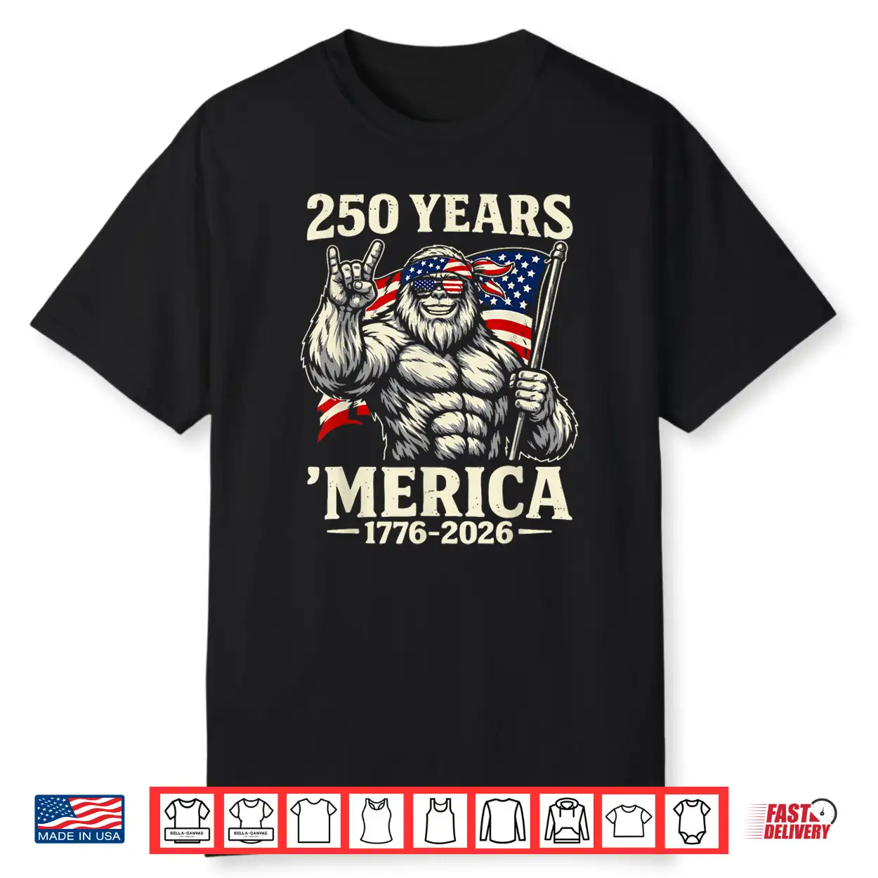Bigfoot Merica Rock American Flag Patriotic 4Th Of July Shirt Bigfoot Merica Rock American Flag Patriotic 4Th Of July Shirt