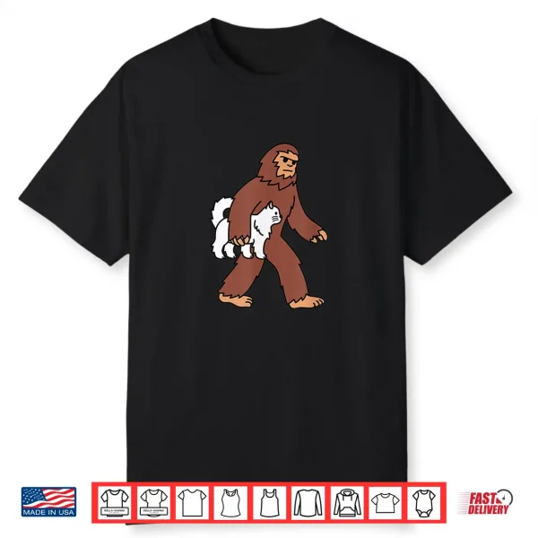 Bigfoot Sasquatch Carrying Persian Cat Pet Shirt