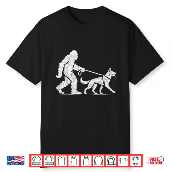 Bigfoot Walking German Shepherd Dog Lover Sasquatch Shirt