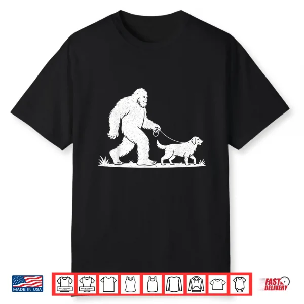 Bigfoot And Golden Retriever Canine Lover Dog Owner Shirt