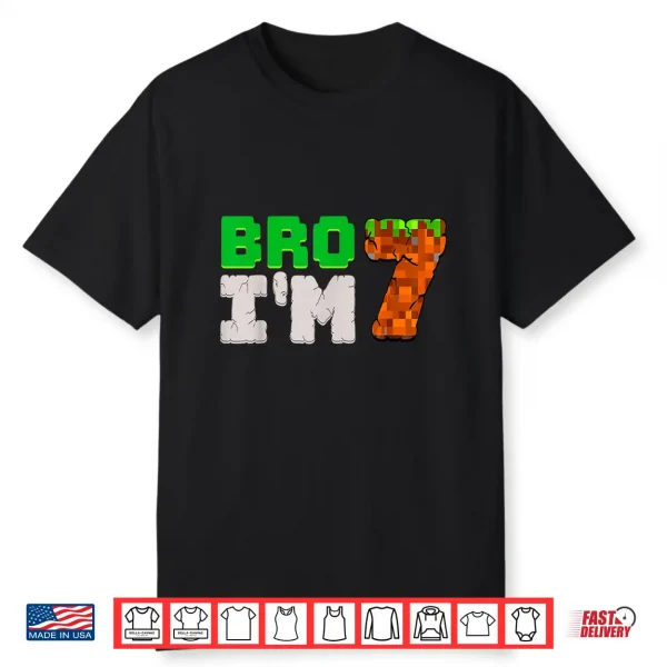 Birthday Boy 7Th Birthday I’M 7 Year Old Gamer Pixel Number Shirt
