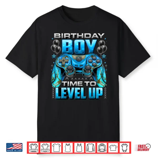 Birthday Boy Time To Level Up Shirt Video Gamer Birthday Boy Shirt