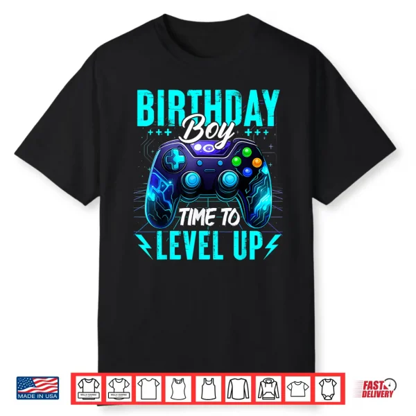 Birthday Boy Time To Level Up Video Game Birthday Gamer Boys Shirt