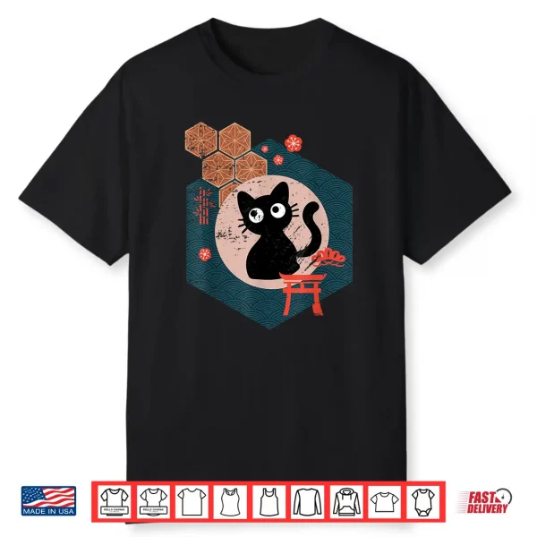 Black Cat Lover Japanese Kitten Anime Tokyo Otaku Lifestyle Shirt