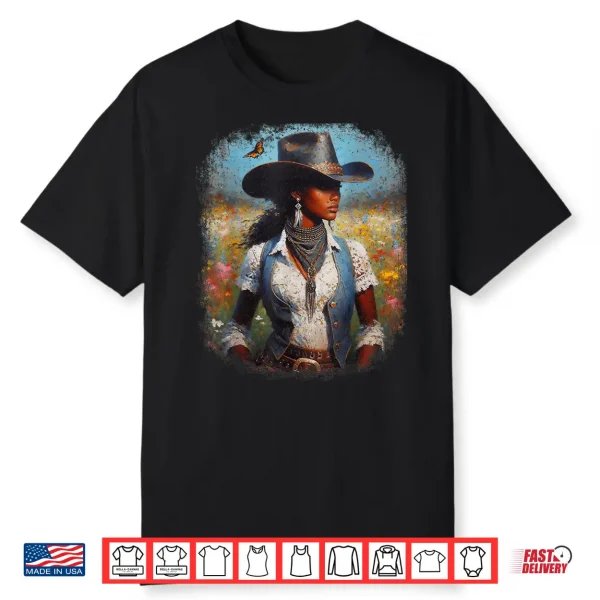 Black Cowgirl Painting Art Western Rodeo Melanin Black Woman Shirt