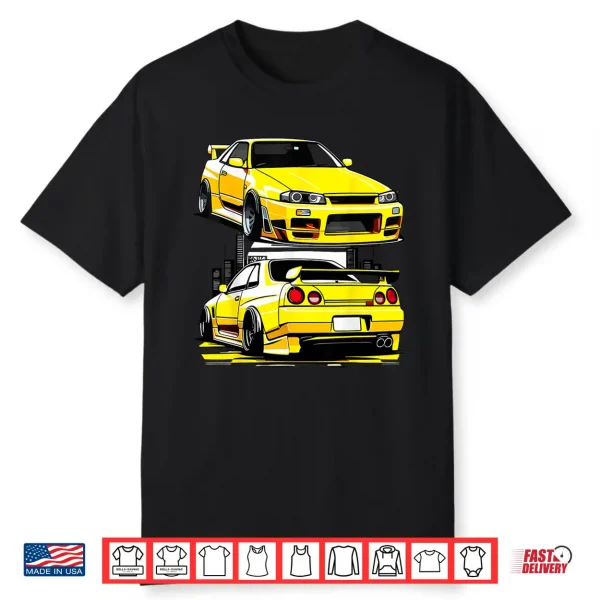 Black Gt R 32 Jdm Skyline Tuner Racing Stance Car Drift Shirt
