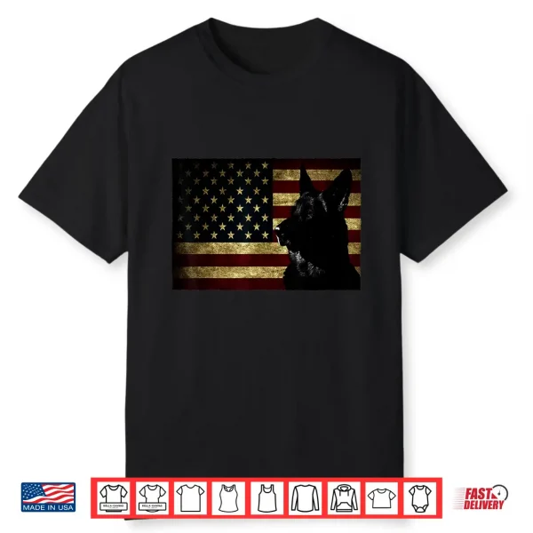Black German Shepherd American Flag Fourth July Gsd Dog Shirt