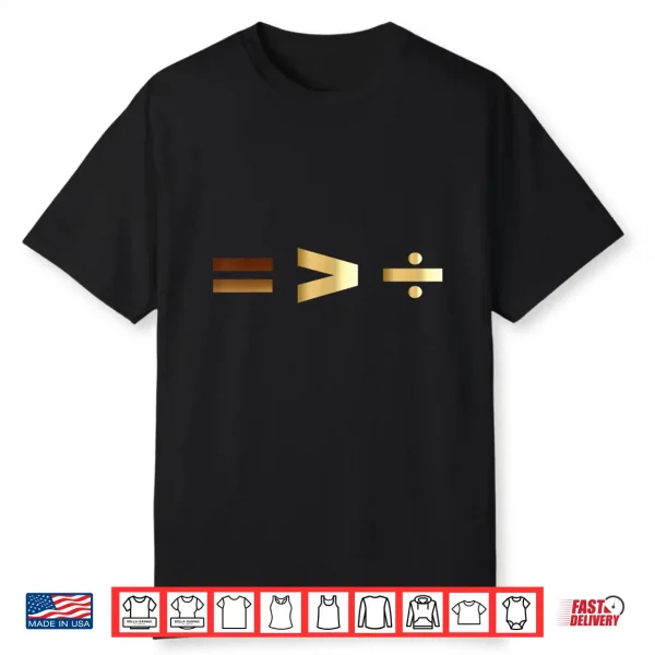 Black History Equality Is Greater Than Division Afro Melanin Shirt