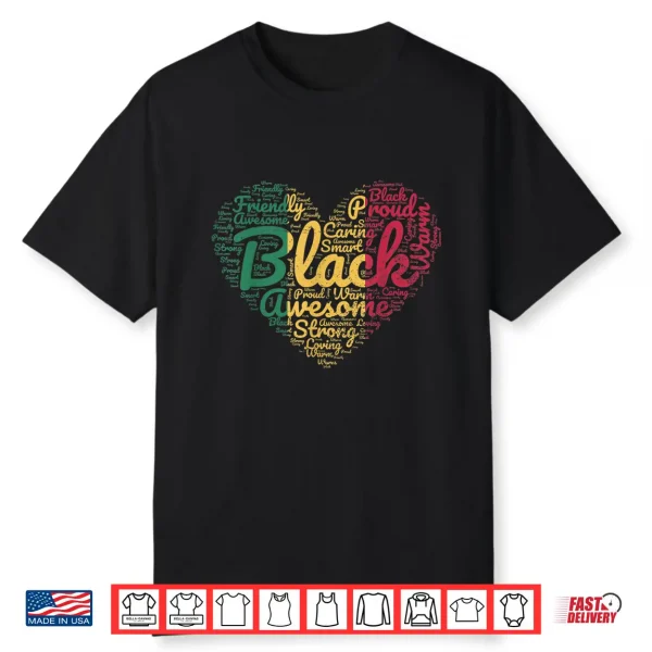 Black History Month African Proud Afro Valentines Day Shirt