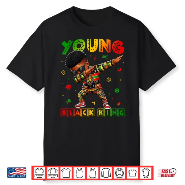 Black History Month Young Black King African Pride Boys Shirt