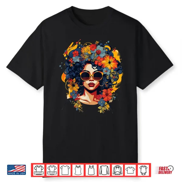 Black History T Shrits For Women Afro Flower Hair Juneteenth Shirt
