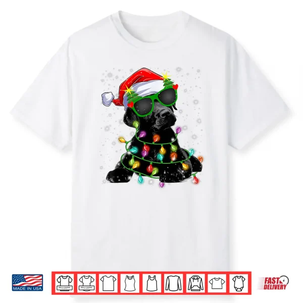 Black Labrador Christmas Tree Lights Labrador Dog Xmas 2024 Shirt