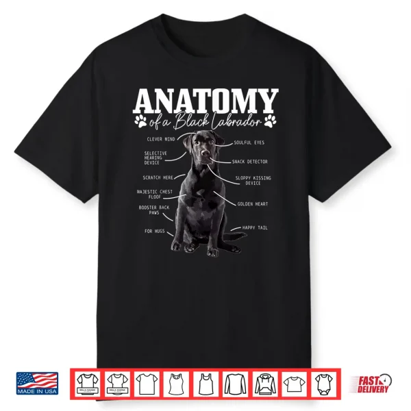 Black Labrador Retriever Anatomy Funny Cute Dog Mom Dad Shirt