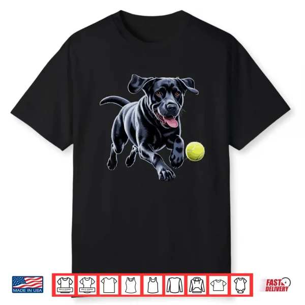 Black Labrador Retriever Chasing A Ball Puppy Lab Owner Shirt